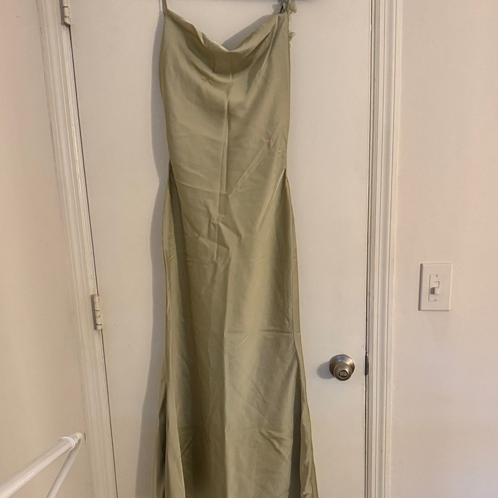 Satin Slip Dress in Light Sage